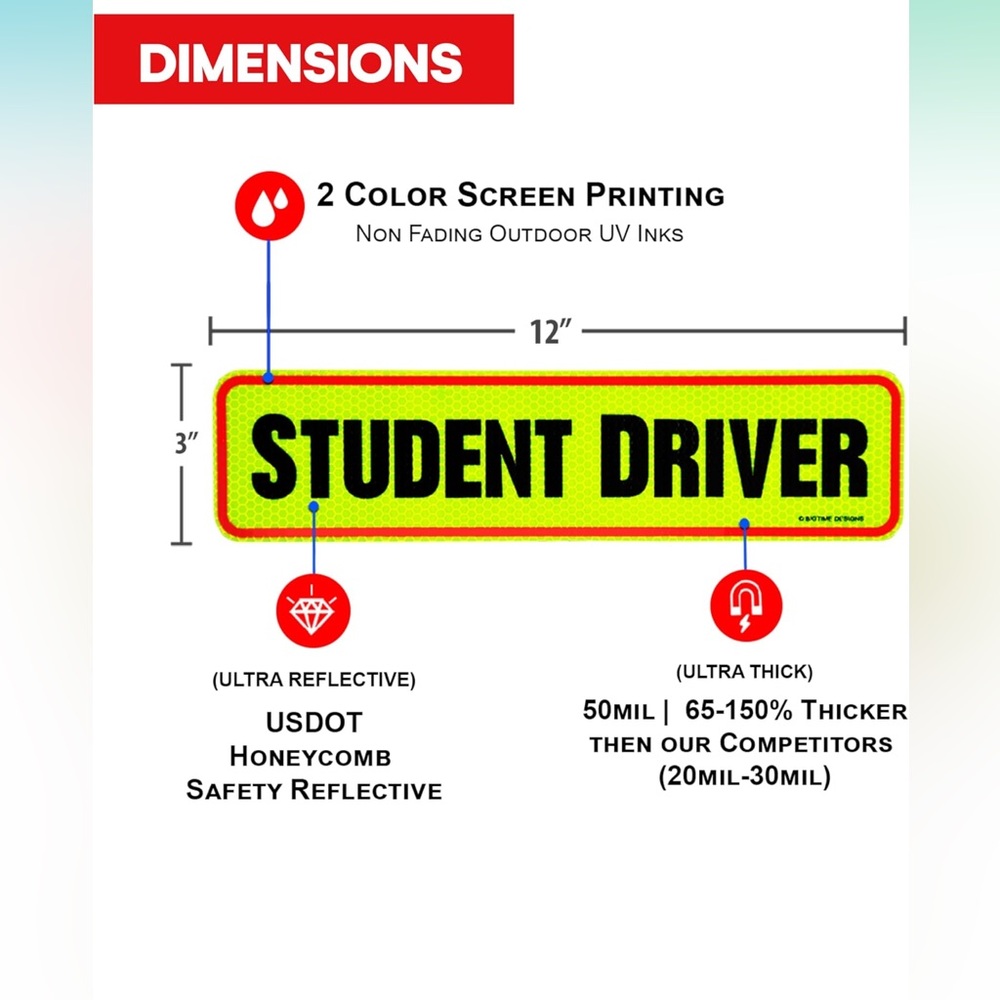Yellow Student Driver Signs - Picture 2 of 6